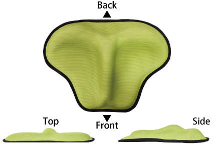 3-D form to fit the pelvic floor muscles. Moderately soft gel protrusion gently stimulates the muscles when sitting on the cushion as moderate training.